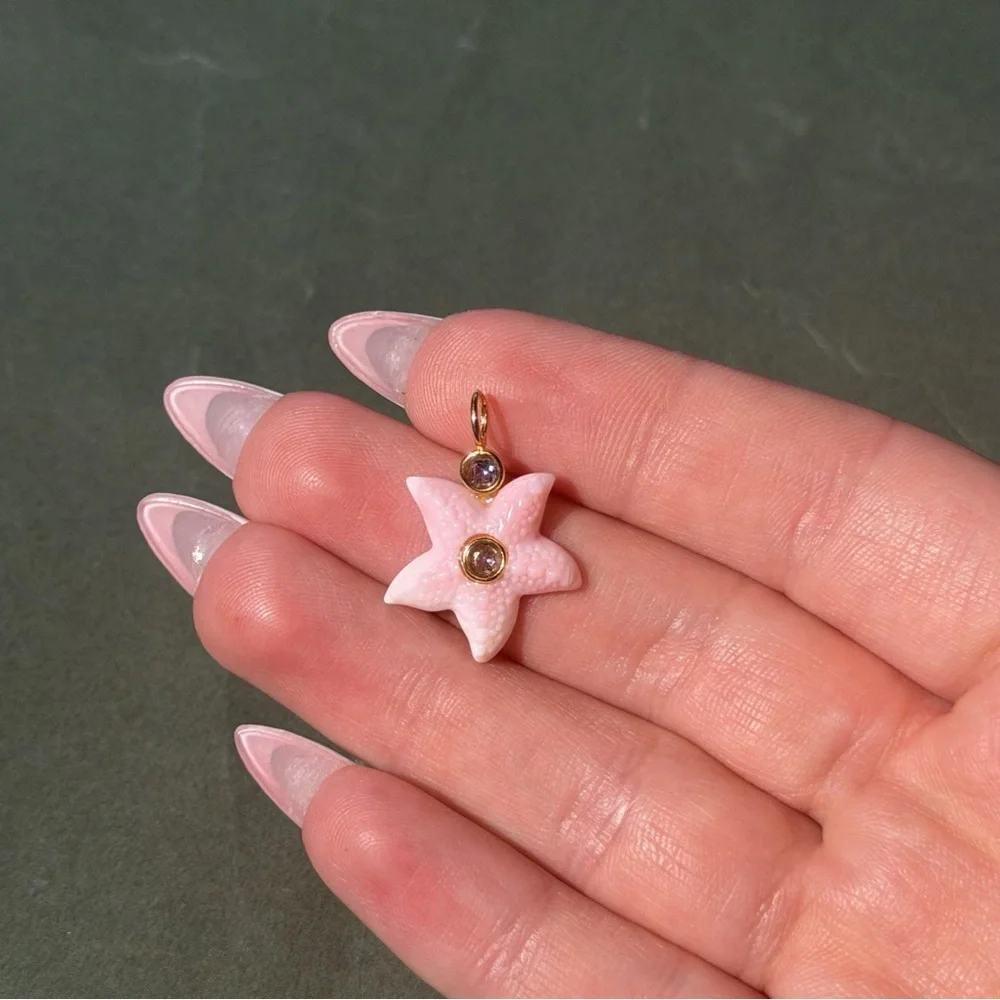 Natural Queen Pearl And Citrine Star Charm 925 Silver And Gold Plating
